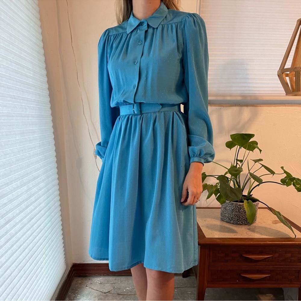 Halston III Blue Vintage Dress with Pockets - Sz 4